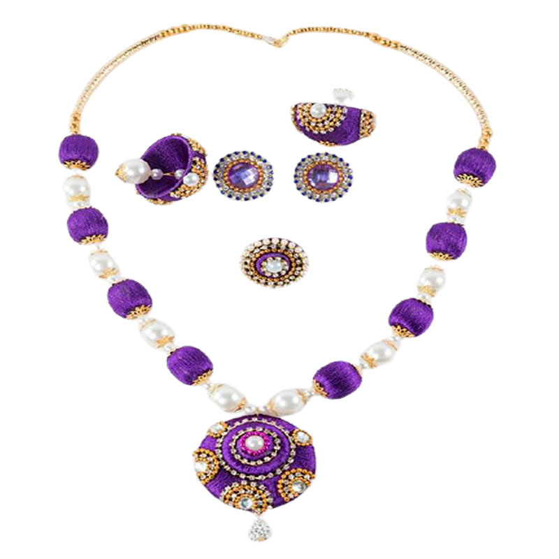Purple Silk Thread Jewellery Set - Deshi Amazon