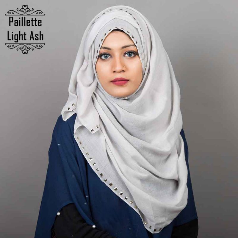 Paillette Cotton Hijab Light Ash by Deshi Amazon