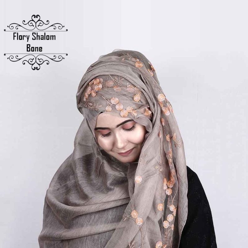 Flory Shalom Silk Hijab - Bone | Best Quality Hijab by DeshiAmazon.com