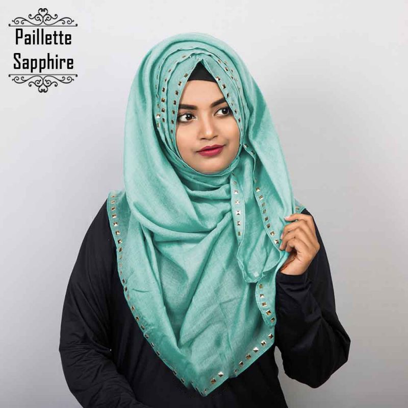 Paillette Cotton Hijab Sapphire 58 by Deshi Amazon