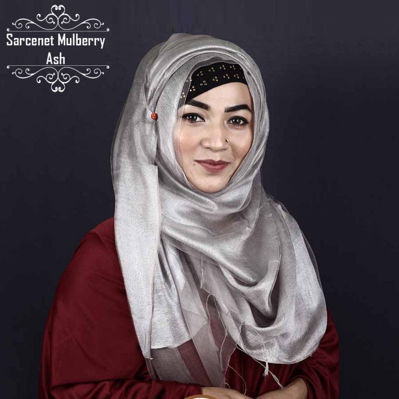 Sarcenet Mulberry Silk Hijab - Ash by Deshi Amazon