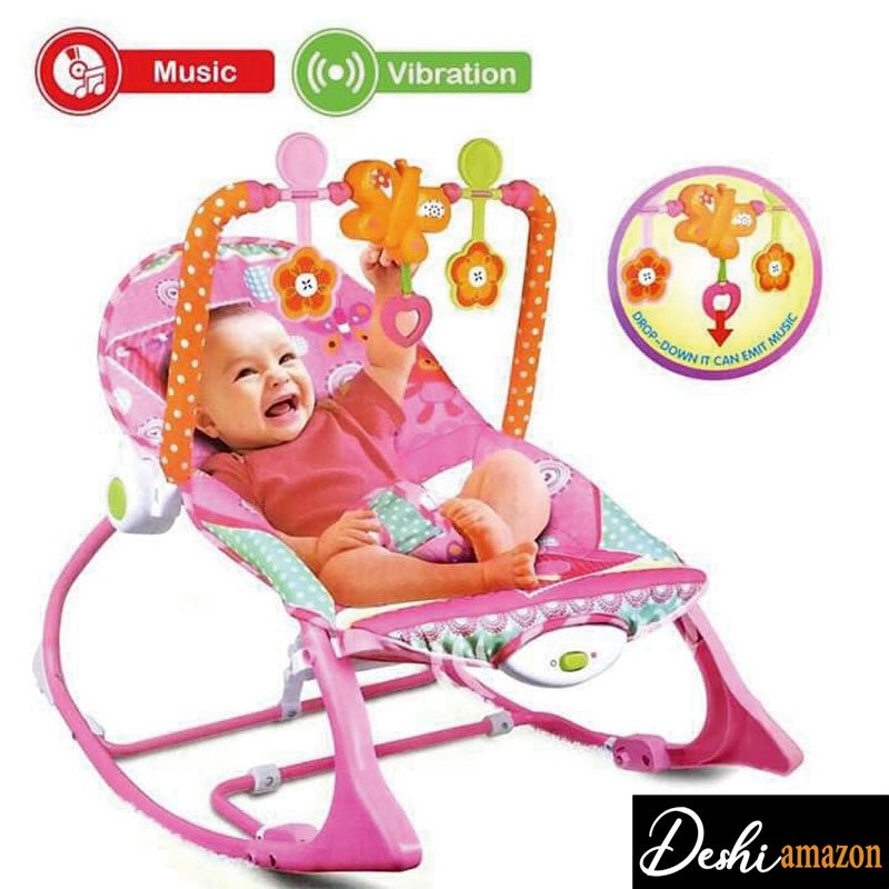 Baby Rocking Cradle Chair with Music Bobblegum Color