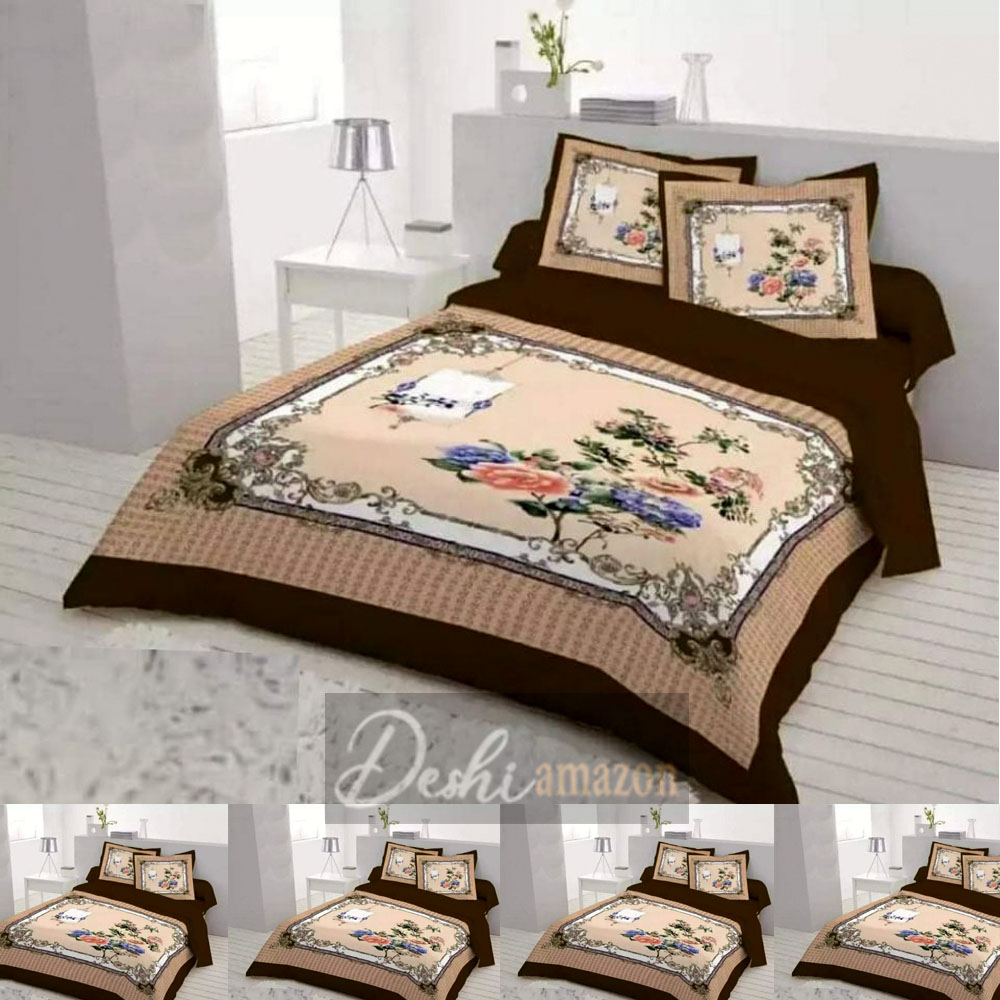 King Size Cotton Bed Sheet with 2 Pillow Covers