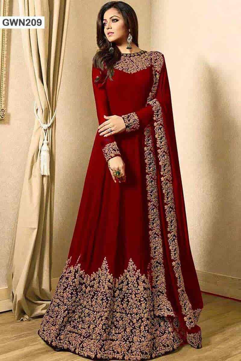 Top Premium Quality Unstitched Gown with Embroidery Work